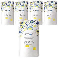 ATOPALM O2 1種奶瓶&廚房洗潔精 補充包 檸檬香, 480g, 5個
