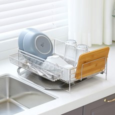 單層不鏽鋼餐具瀝水架, 1層, 銀色, 1個