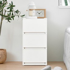 코멧 국내생산 모던 슬림서랍장, 화이트, 3단