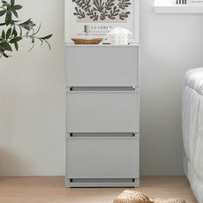 코멧 국내생산 모던 슬림서랍장, 그레이, 3단
