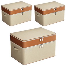 牛津布衣物收納盒/衣服褲子收納箱/搬家衣物存放盒/防水防潮整理箱 超大, 3個, 深棕色