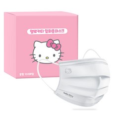 헬로키티 중형 여성용 화이트마스크 WT, 100매, 1개, 화이트