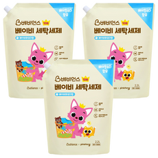 베비언스 핑크퐁 베이비 세탁세제 베이비파우더향 리필, 2.2L, 3개