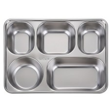 5格不鏽鋼餐盤 KLB1905, 銀色, 1個