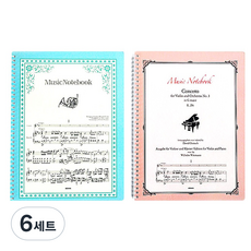 미소로 음악 스프링노트 55매 2p, 하늘, 핑크, 6세트