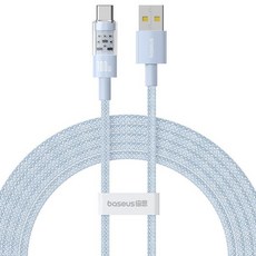 Baseus 倍思 透明CD系列 USB to Type-C 100W 快充傳輸線, 2m, 星海藍, 1條