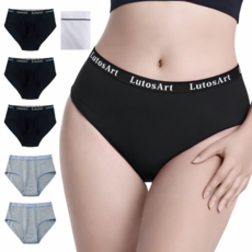 Innerprids 女性彈力高韌度棉質彈性內褲5件組 + 專用洗衣袋組, 黑色3+灰色2