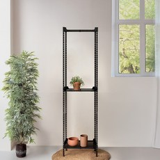 아임랙 조립식 철제 녹방지 화분선반 슬림랙 400 x 400 x 1800 mm + 휨보강대 세트, 무드블랙, 3단