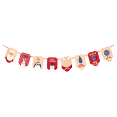 聖誕咖白紙吊旗 Set 8片, 1個, Red/Green, 3m