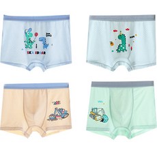 恐龍汽車印花四角莫代爾內褲 4件組