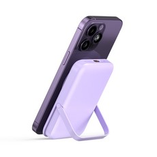 로랜텍 스탠드 고속 무선충전 맥세이프 보조배터리 10000mAh, WS-T159P, 퍼플