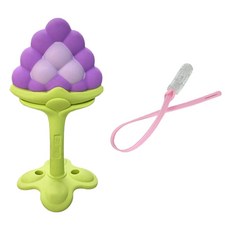 ange 3D水果寶寶ST - 多種質感 安全柔軟TPE材質, 固齒器 + 粉鍊夾, 葡萄, 1個