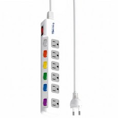 POLYWELL 寶利威爾 3孔電源延長線 7切6座, 2.7m, 白色, 1個