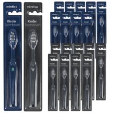 Kinder北歐風細刷毛兒童牙刷 藍色+深灰色 各5支組, 2組