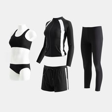 Caret 女款衝浪衣 5件組, 黑色