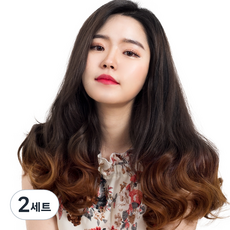 웨이브 붙임머리 블랙 5p, 애쉬브라운, 2세트