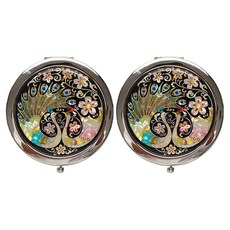 珍珠母漆一觸式手鏡, 孔雀, 2個