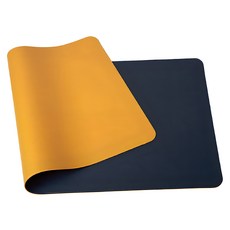 QiMart 高質感雙面皮革超大滑鼠墊/餐墊 40*70*0.2cm, A款 黃色 + 藍色, 1個
