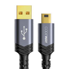 CODEWAY USB A 轉 Mini 5-pin 外接硬碟傳輸線, 0.3m, 黑色, 1條