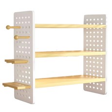 小麥購物 桌面多層置物架 L1271 3層 50cm, 1個, 原木色