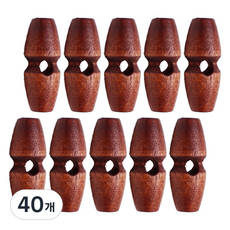동대문단추왕 떡볶이 우드 장구 토글 단추 30mm, 연밤, 40개