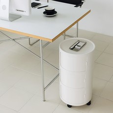 리빙숲 모던 원형 수납장 3단, 화이트