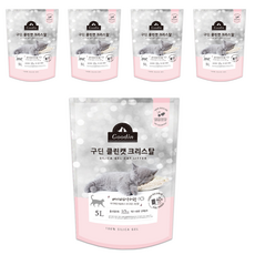구딘 클린캣 크리스탈 고양이모래, 5L, 5개, 베이비파우더향
