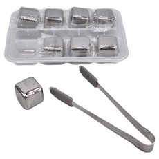 304不鏽鋼冰塊組, 8入組(盒裝贈夾子), 11*15.5cm/個, 1組