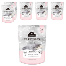 구딘 고양이 클린캣 크리스탈 실리카 배변모래, 5L, 6개, 베이비파우더향