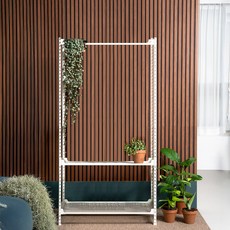 아임랙 조립식 철제 녹방지 화분 슬림랙 + 휨방지보강대 3p 세트 800 x 250 x 1500 mm, 크림화이트, 3단