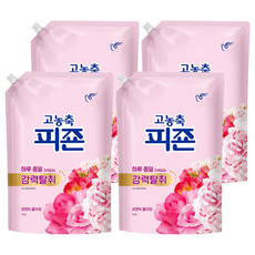 피죤 고농축 강력탈취 오리지널 섬유유연제 로맨틱 플라워 리필, 1.6L, 4개