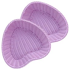 Block Mart 粉彩藤編愛心籃, 2個, 紫色