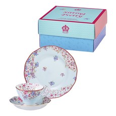 ROYAL ALBERT 糖果系列茶杯組 3入 40002529, 俏麗甜心, 咖啡杯 + 杯碟 + 盤子, 3個