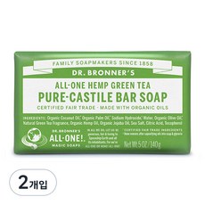 닥터브로너스 그린티 퓨어 캐스틸 바솝, 140g, 2개입