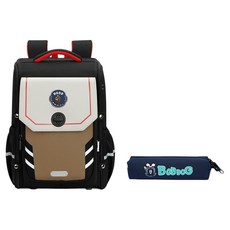 LITTLE BOBDOG撞色超輕減壓護脊書包附筆袋-1-4年級 時尚有型, 33 x 18 x 40cm, 黑色