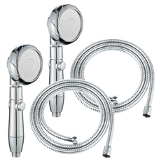 생활공식 파워수압 샤워기 샤워줄 세트, 2개, 실버