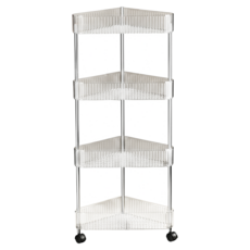 小麥購物 浴室移動落地式 4層置物推車 三角形款 L912, 1個, 透明色