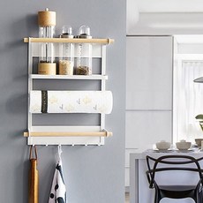 MONACO OLIVE 鐵製冰箱磁吸3層多功能側掛架, 白色