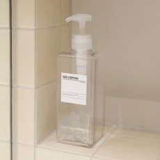 뉴앤룩 사각 디스펜서 일반형 650ml + 방수 라벨스티커, 1세트, 투명