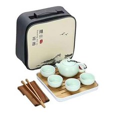 白定西施旅行茶具組, 茶壺 + 茶杯 4個 + 茶盤 + 茶巾 + 旅行包 + 茶夾, 17B, 1組