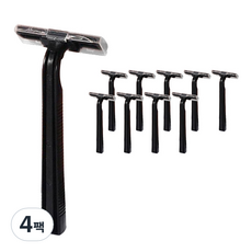 블루마켓 스테인리스 일회용 면도기 블랙, 10개입, 4팩