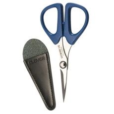 Clover 可樂牌 剪刀 附皮套 鋼/ABS樹脂/皮革 日本產 長11.5公分, 藍色, 1個