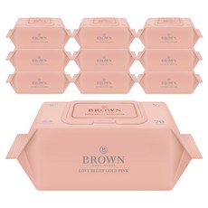 브라운 러브빌리프 물티슈 골드 핑크 영유아물티슈 캡형, 70g, 70매, 10개