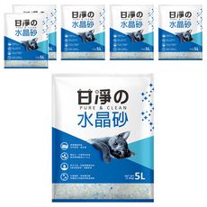 甘淨 水晶貓砂 5L, 顆粒大不易附著貓毛, 超優質結塊貓砂, 高效凝結力, 添加水晶砂吸水力更強, 1.8kg, 6袋