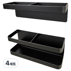 조인메이드 무타공 현관 수납장 정리 부착식 우산꽂이 세트 글루형, 블랙, 4세트