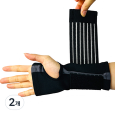 어썸드로우 일체형 엄지손가락 손목 테이핑 보호대 양손 세트, 2개, 블랙