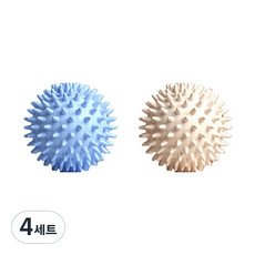 小而結實的按摩刺猬瑜伽球 2 件套, 4組, 藍色+象牙色