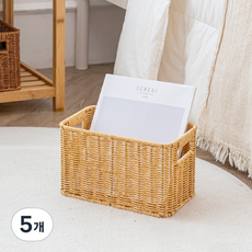 하우스레시피 PP라탄 직사각 바스켓, 베이지, 5개