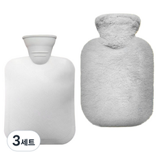 Soulrich 高品質保溫熱水袋 + 人造兔毛套 灰色 2L, 3套