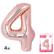 PARTYSHOW 數字鋁箔氣球 大型 4, 玫瑰金, 4個